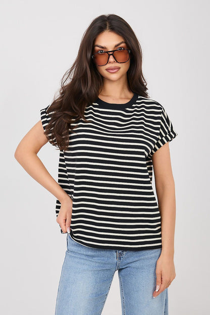Women's Beige and Black T-shirt view 7