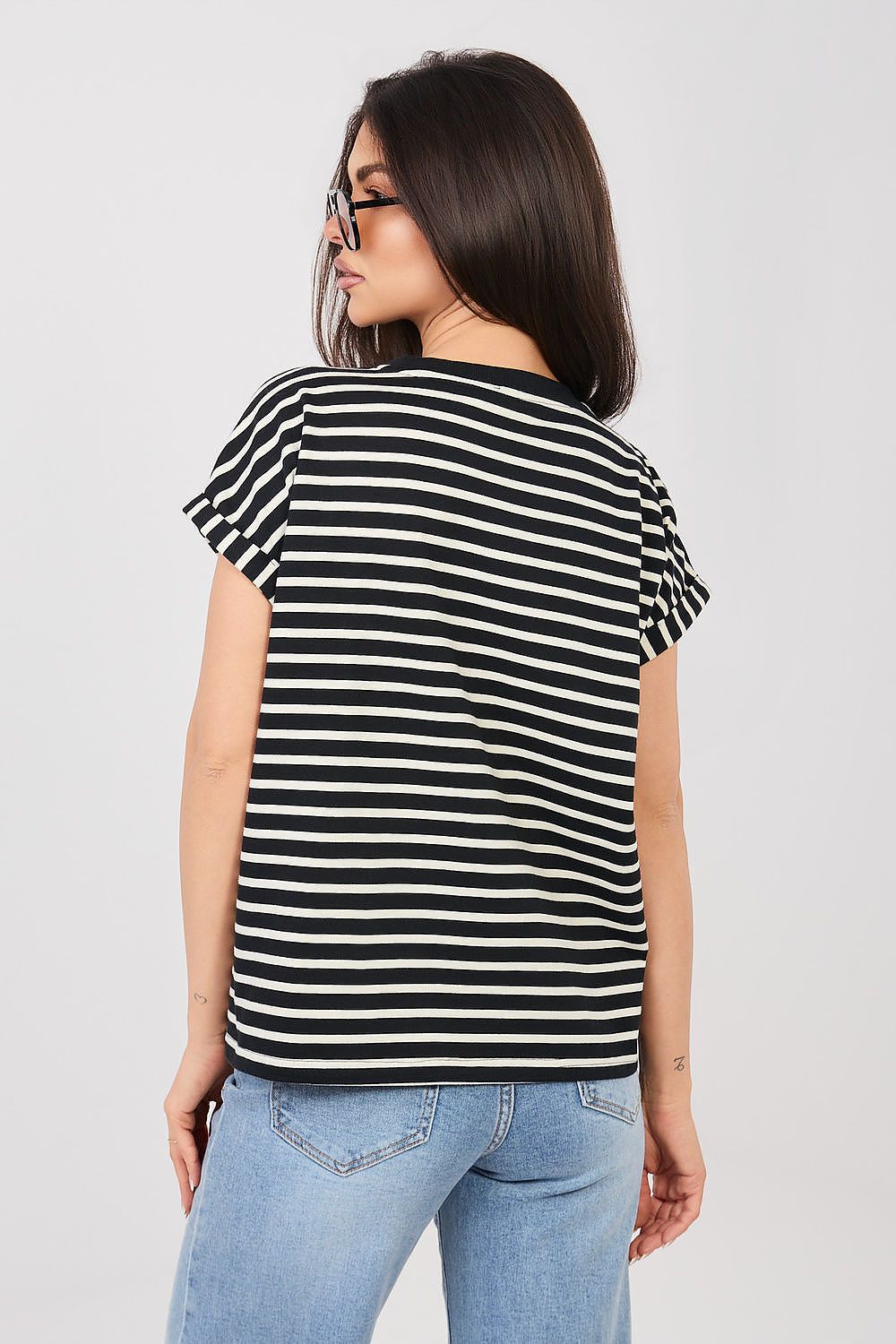 Women's Beige and Black T-shirt view 9