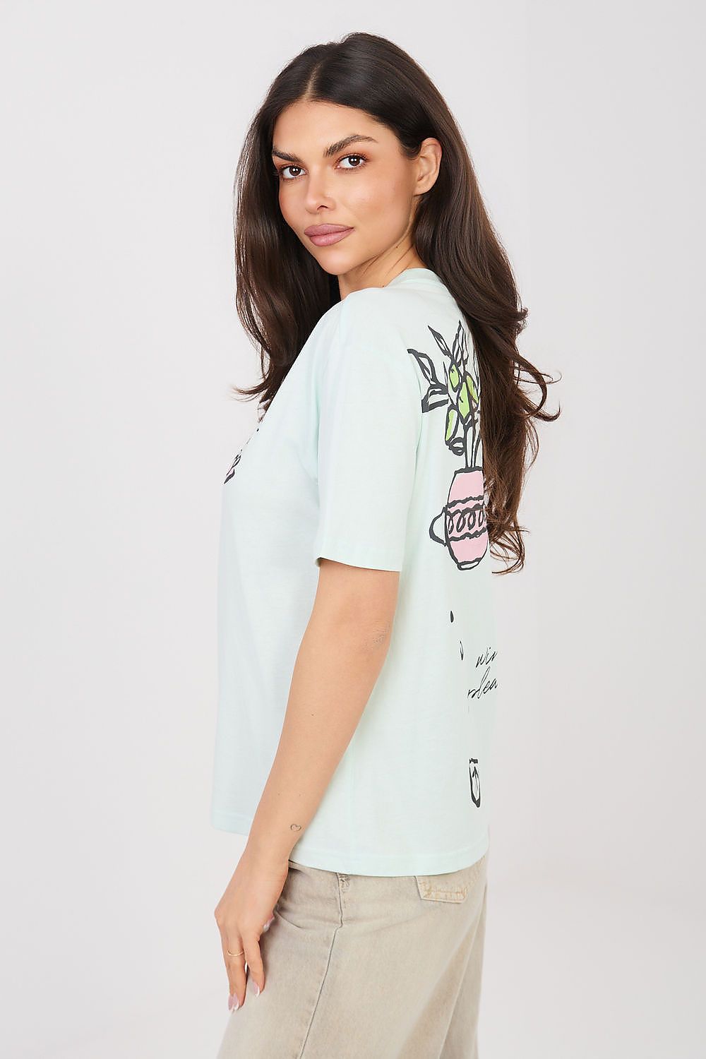 Women's Violet, Green, and White T-shirt view 5