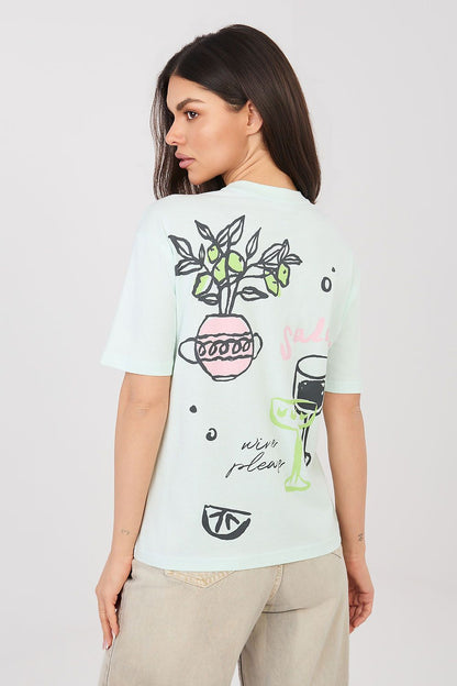 Women's Violet, Green, and White T-shirt view 6
