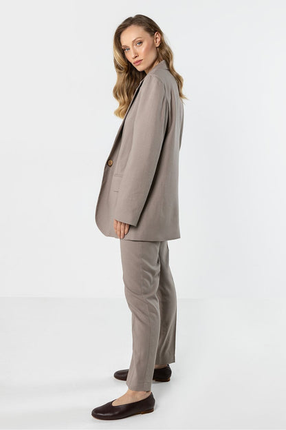 beige long sleeve jacket alternate angle