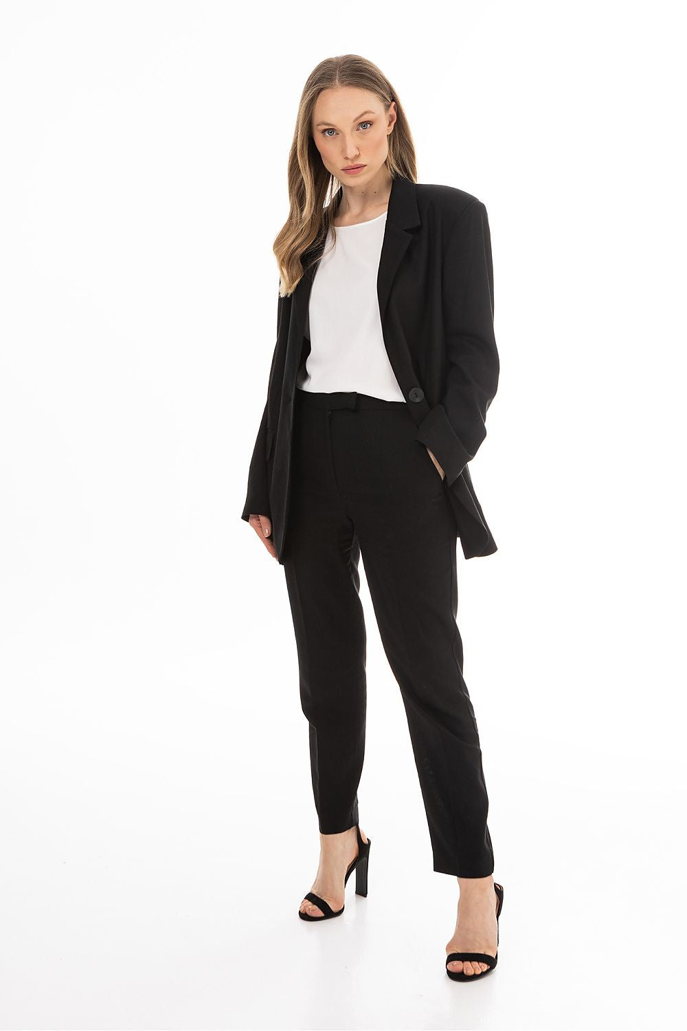 beige long sleeve jacket side view
