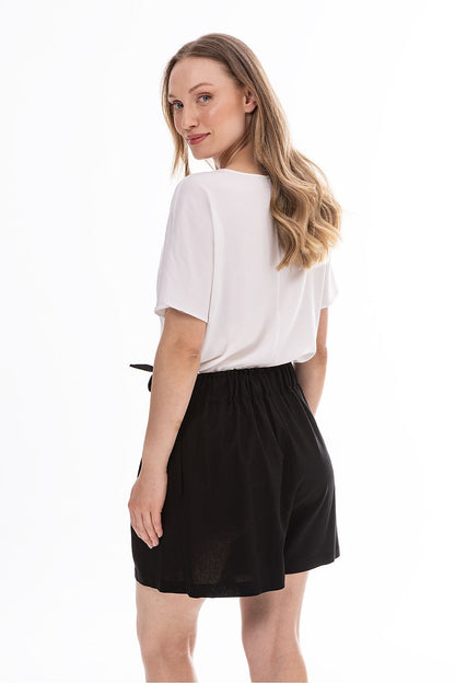 beige belted mini shorts view 7