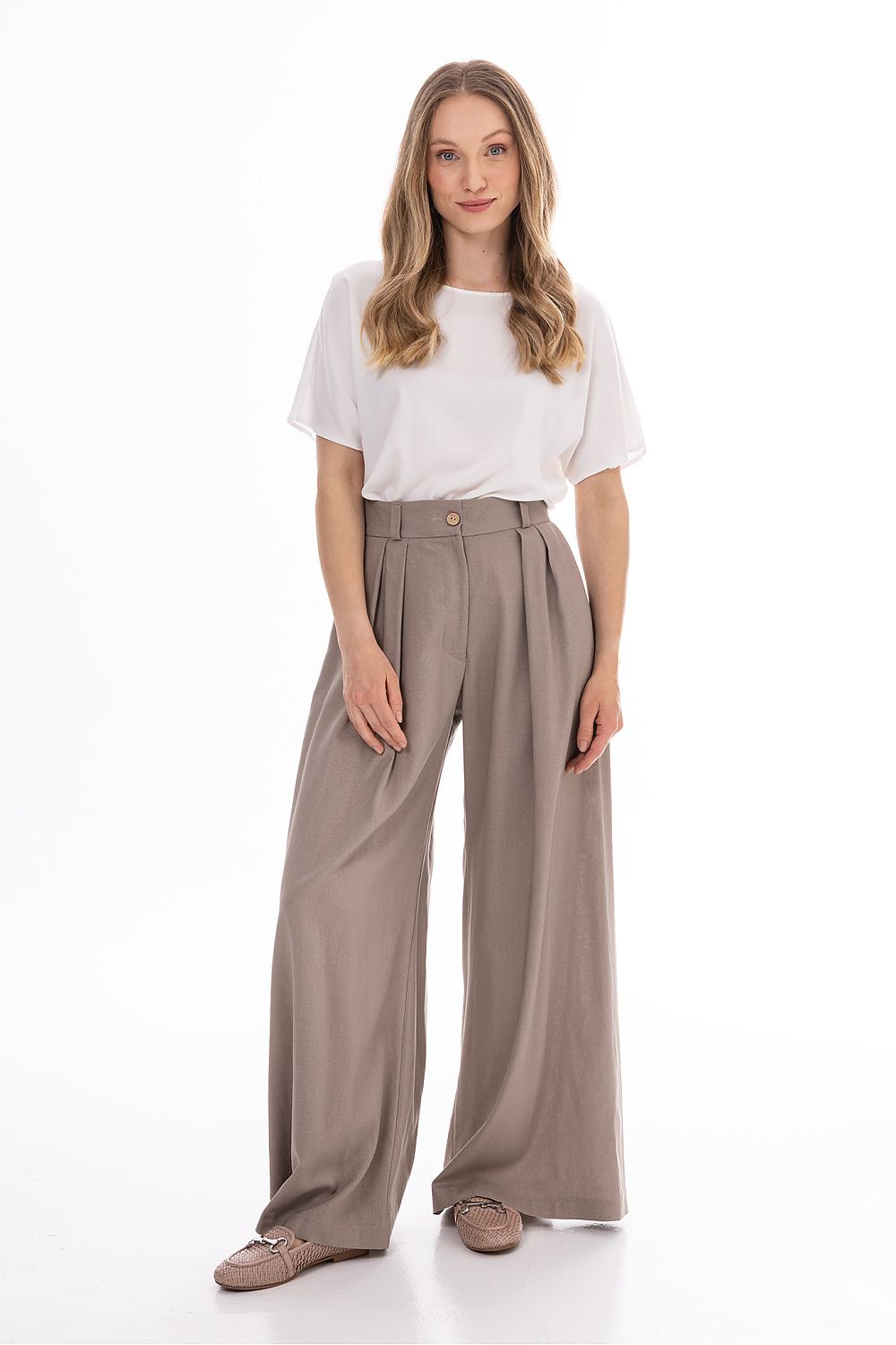 beige women trousers front view