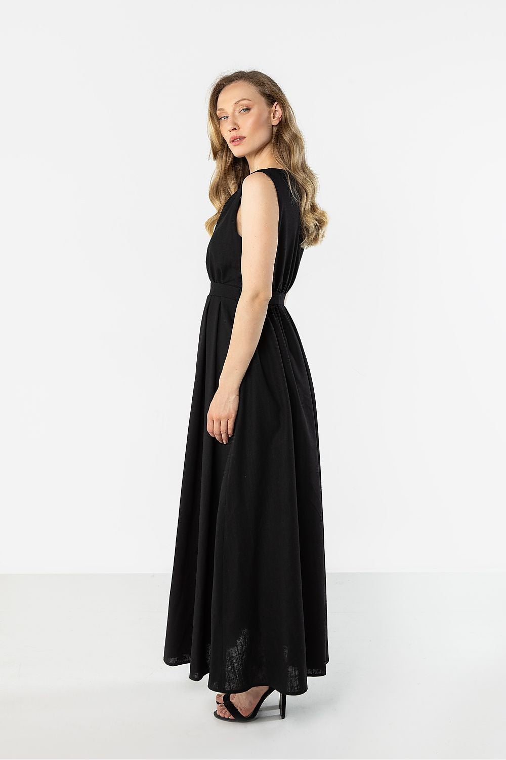 green wrap flared day dress view 8