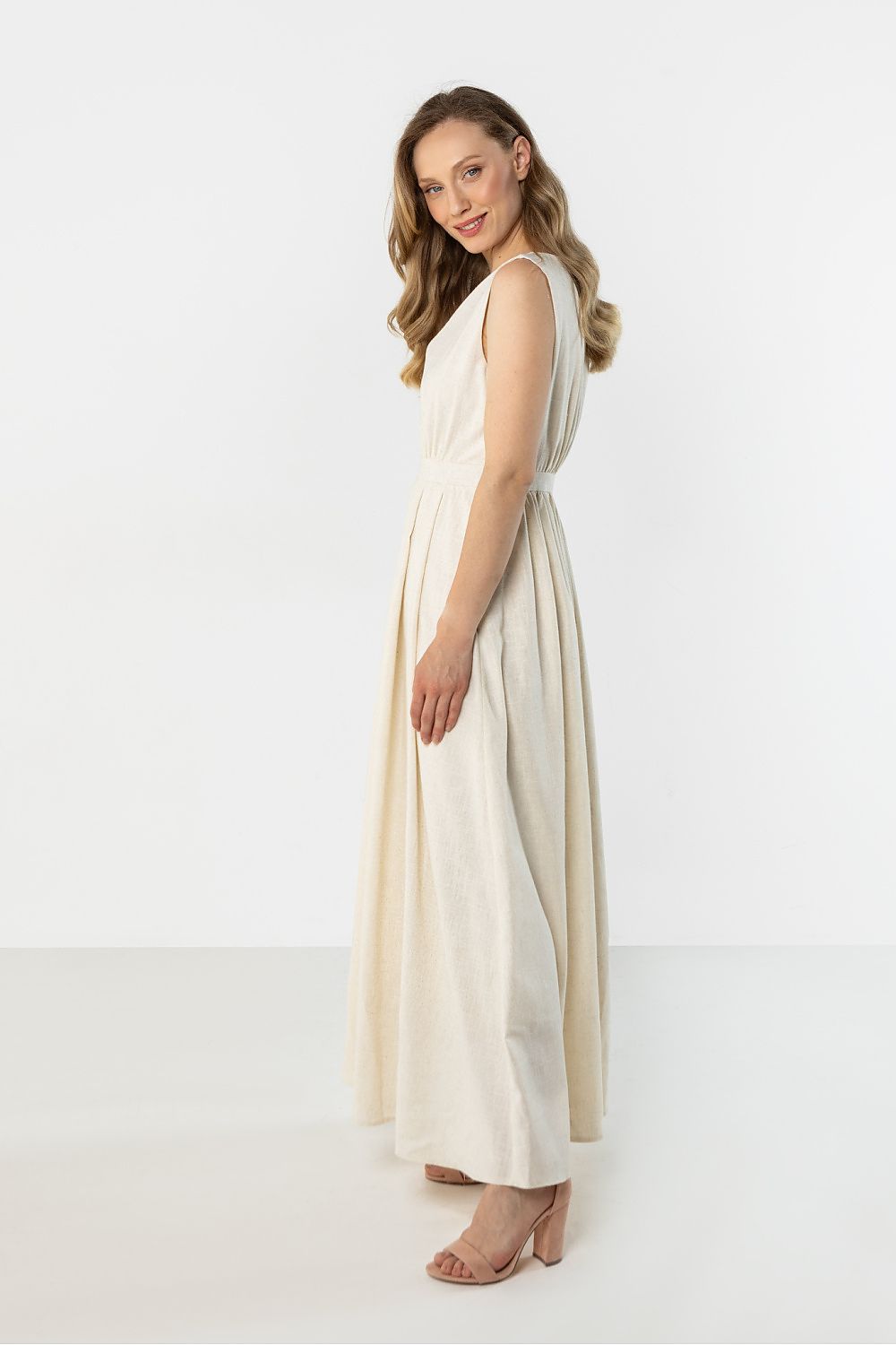 green wrap flared day dress view 11