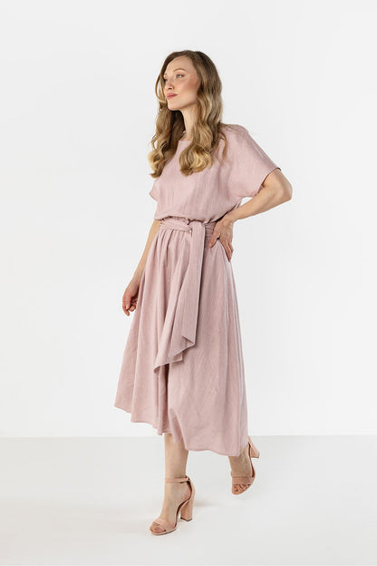 green flared short sleeve day dress view 7