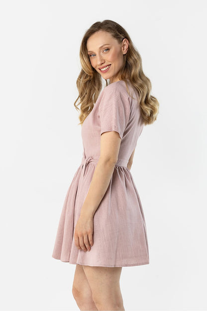 green wrap flared day dress view 7