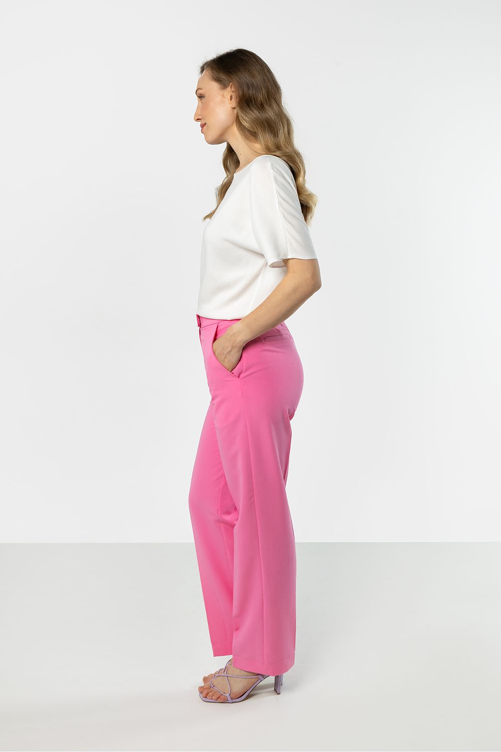 pink women trousers side view