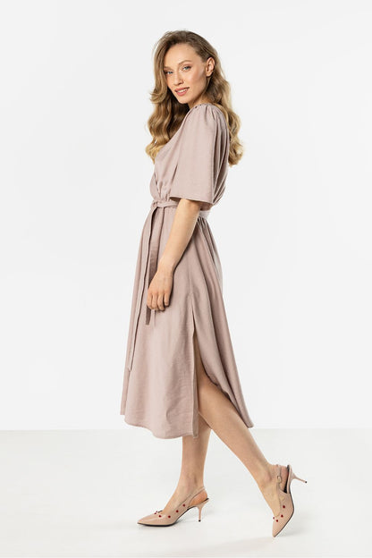 green wrap flared day dress view 9
