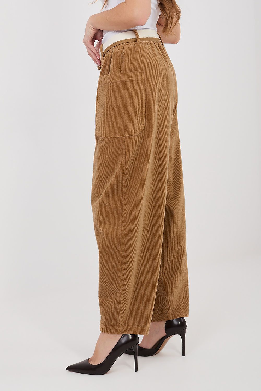 yellow belted corduroy trousers view 14
