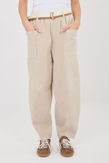 yellow belted corduroy trousers view 23