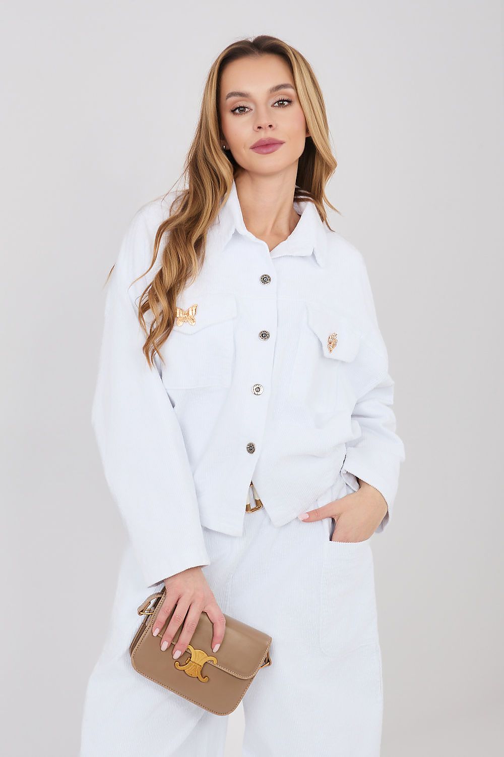 beige long sleeve corduroy jacket view 21