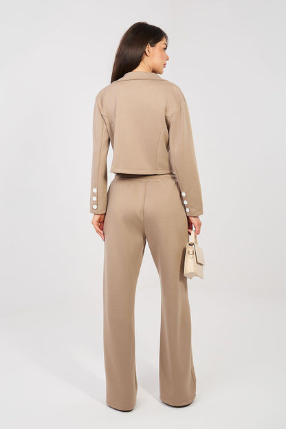 brown long sleeve maxi matching set view 30