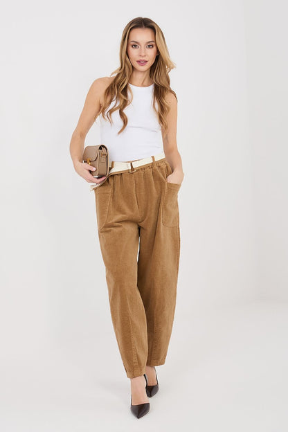 yellow belted corduroy trousers view 16