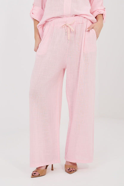 pink women trousers front view
