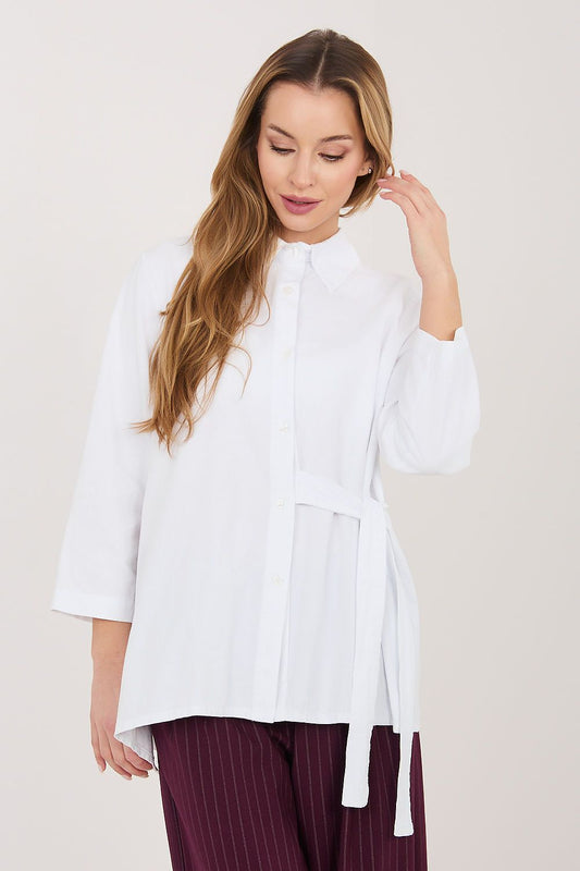 white long sleeve mini long sleeve shirt front view