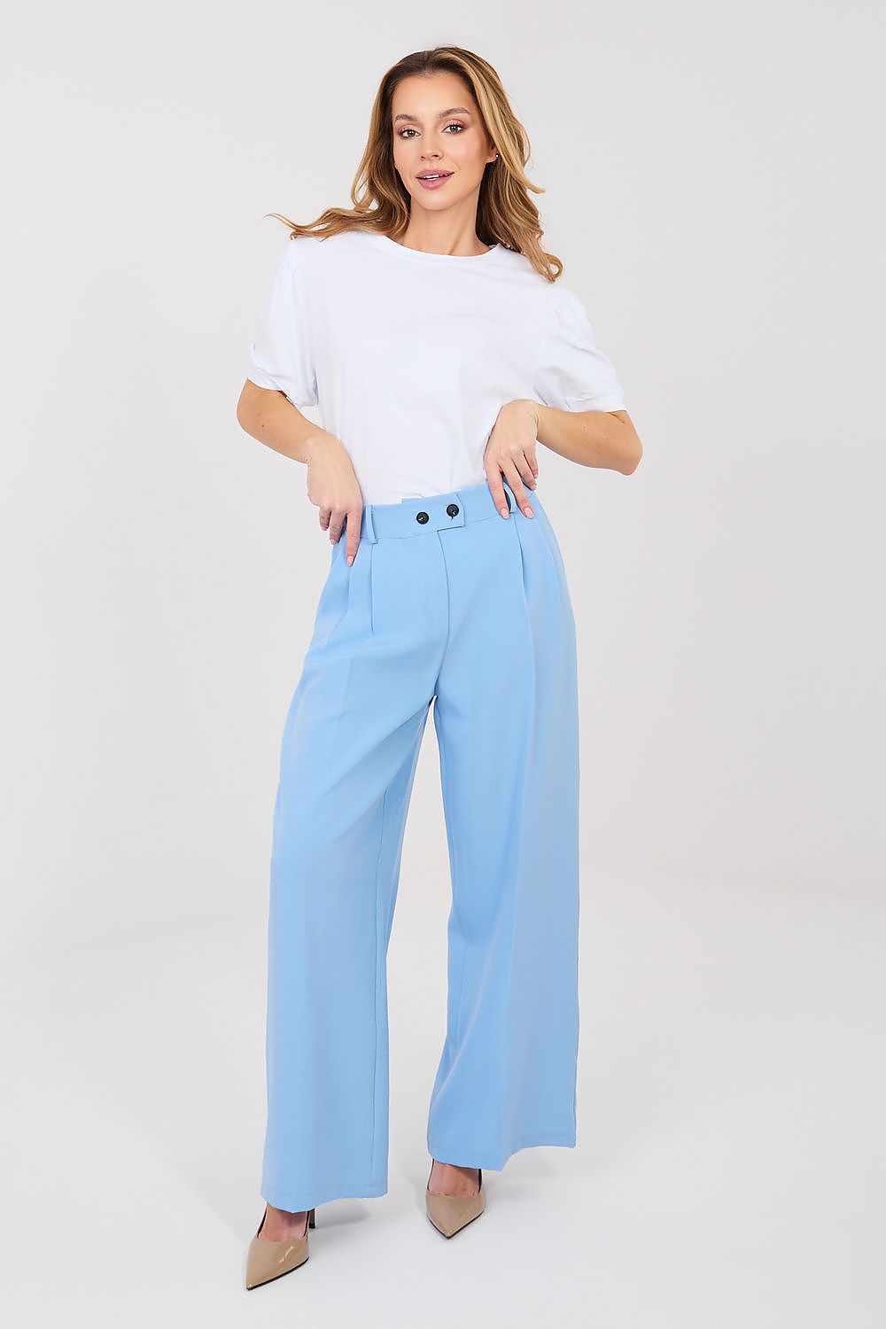blue women trousers front view