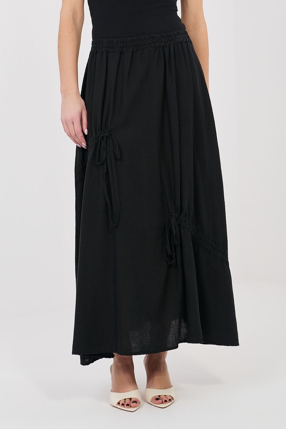 black mini long skirt back view