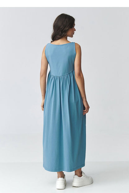 brown flared maxi day dress view 6