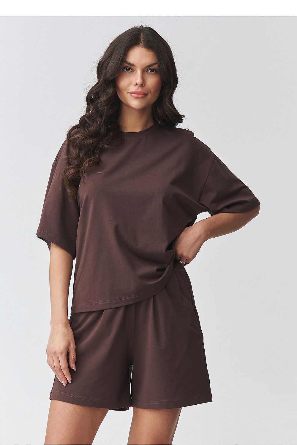 brown short sleeve mini matching set view 13
