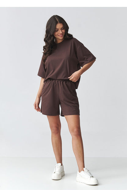 brown short sleeve mini matching set view 14