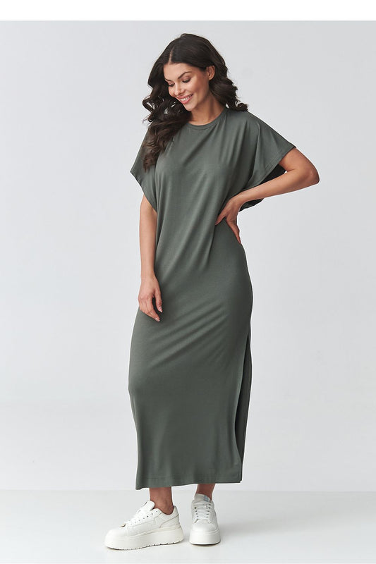 green mini maxi day dress front view