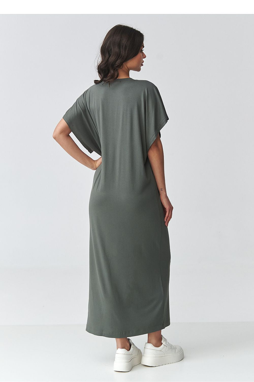 green mini maxi day dress detail view