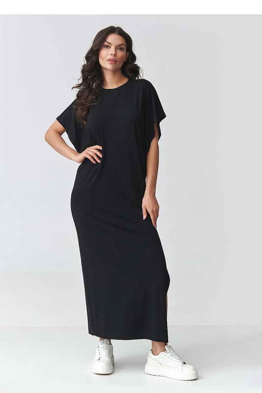 black mini maxi day dress front view