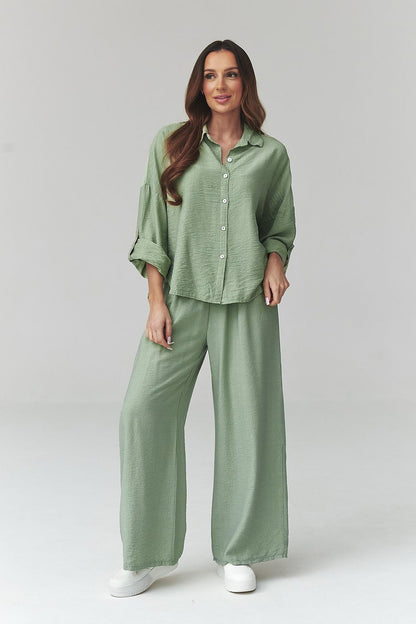 green maxi matching set front view