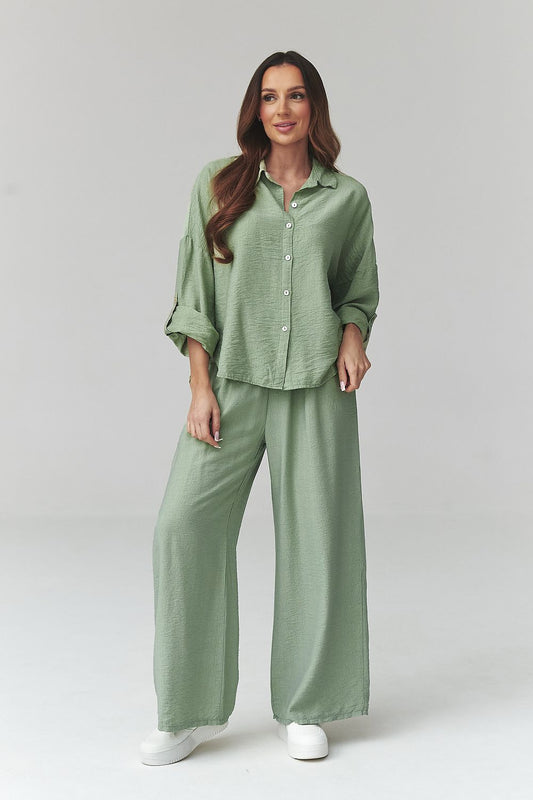 green maxi matching set front view