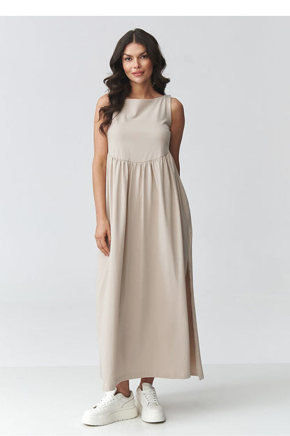 brown flared maxi day dress view 10