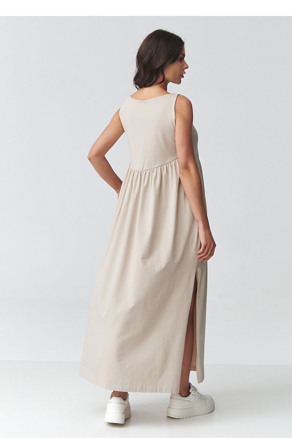 brown flared maxi day dress view 12