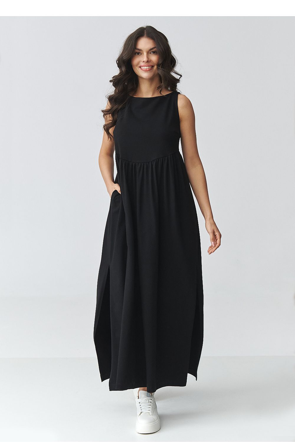 brown flared maxi day dress view 14