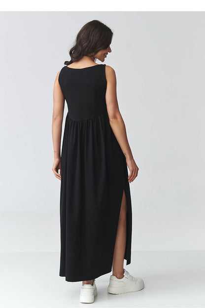 brown flared maxi day dress view 15