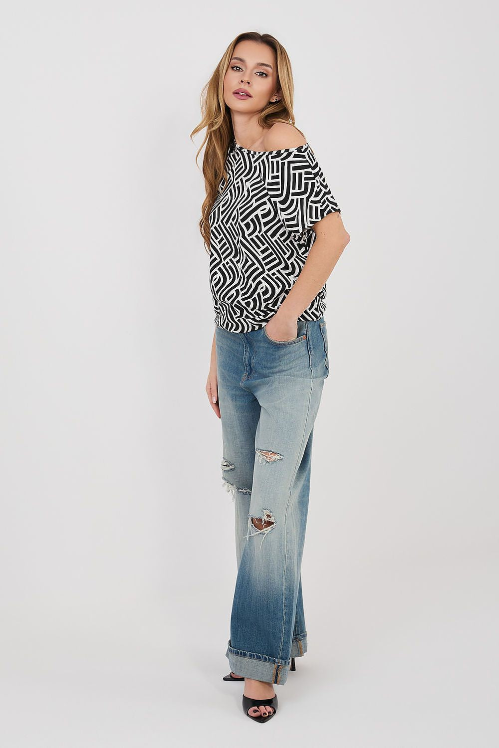 black short sleeve blouse alternate angle
