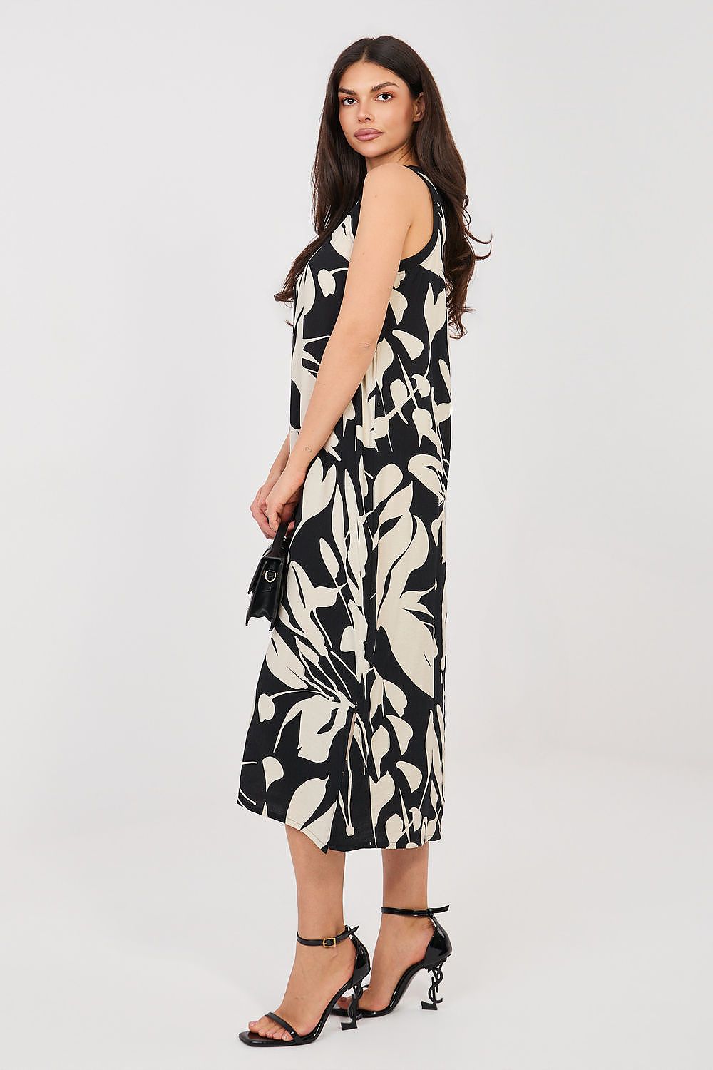 beige sleeveless midi day dress view 6