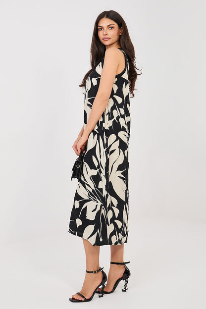 beige sleeveless midi day dress view 6
