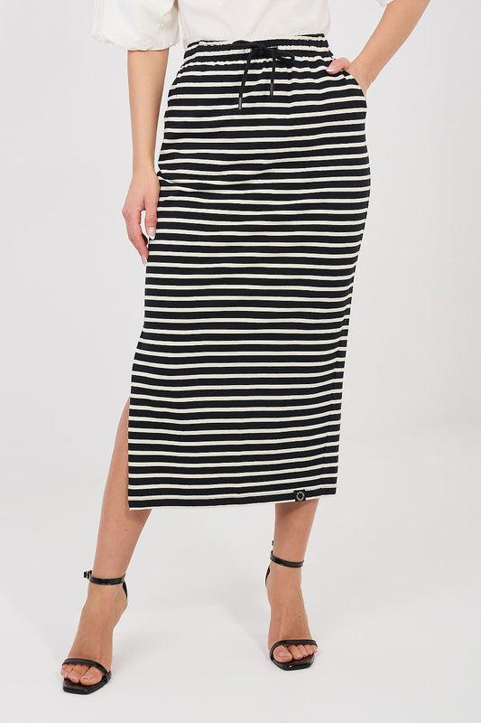 black midi mini skirt front view