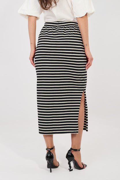 black midi mini skirt back view