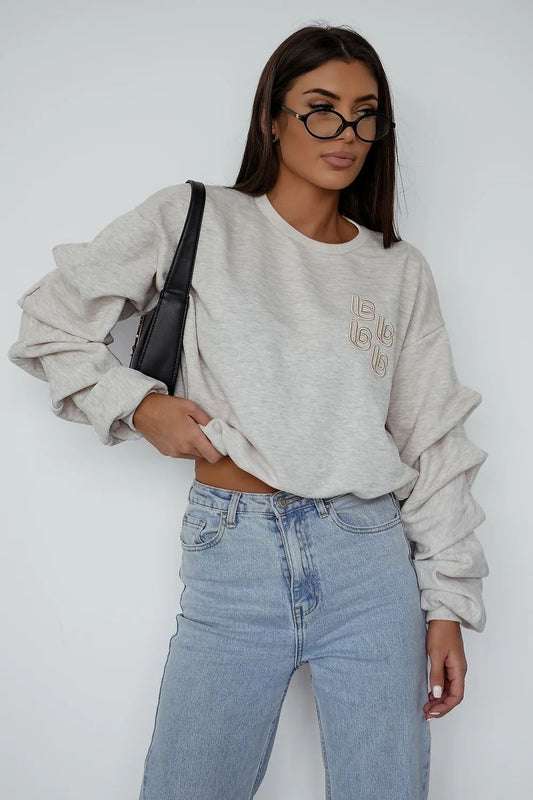 beige sweatshirt front view