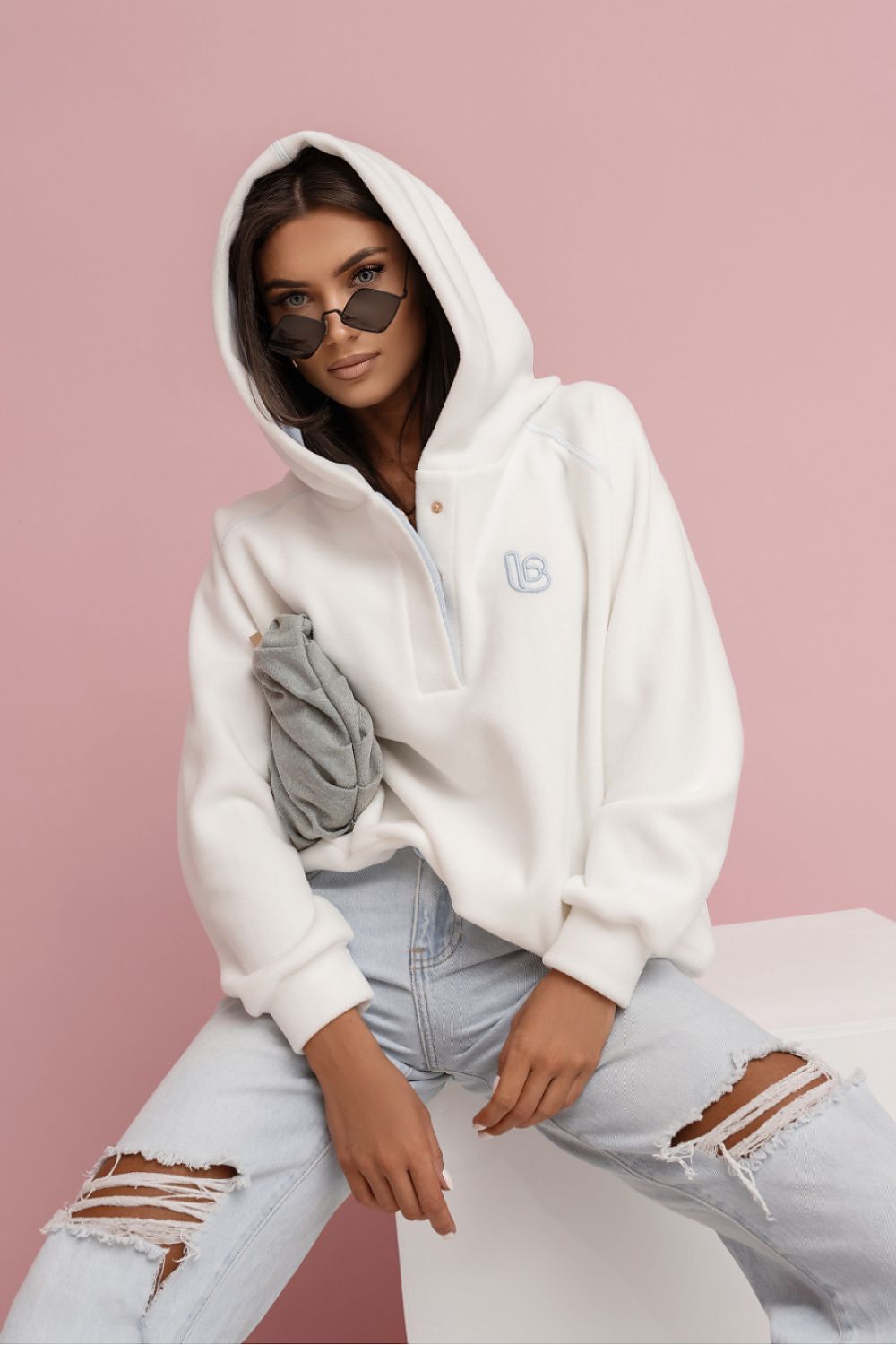beige sweatshirt back view