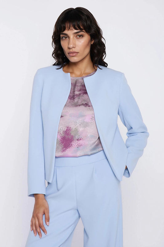 blue jacket front view