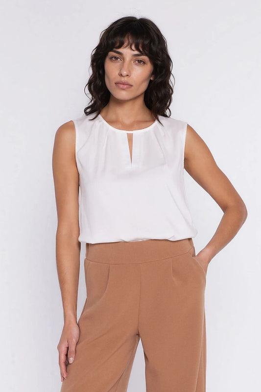 beige blouse front view