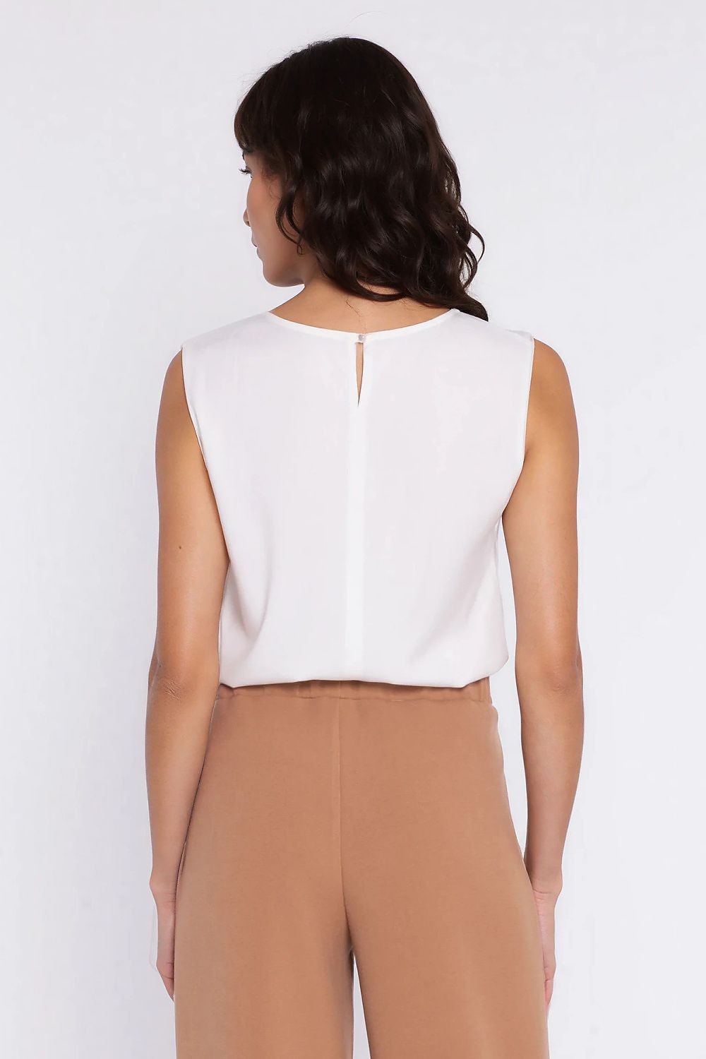 beige blouse detail view
