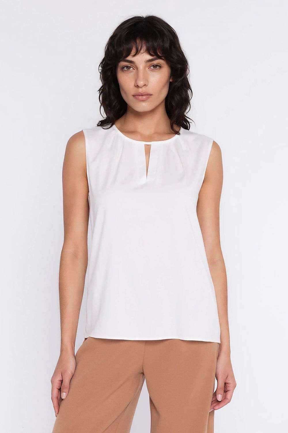 beige blouse back view