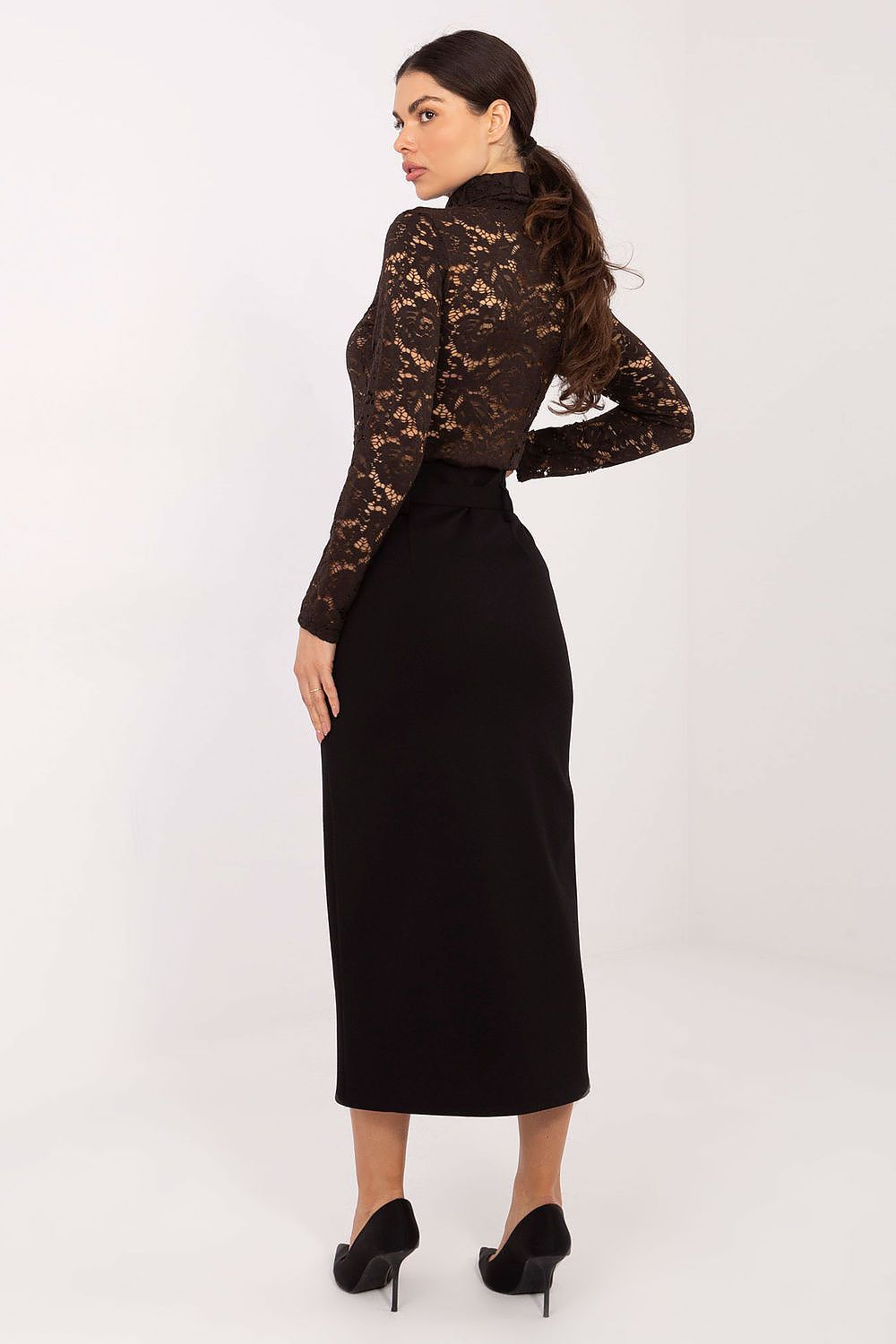 black skirt detail view