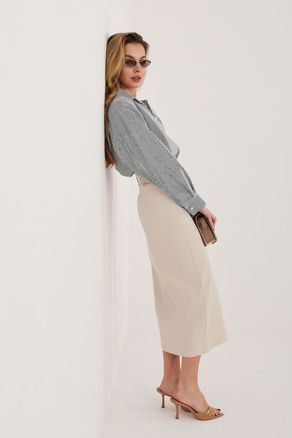black skirt side view