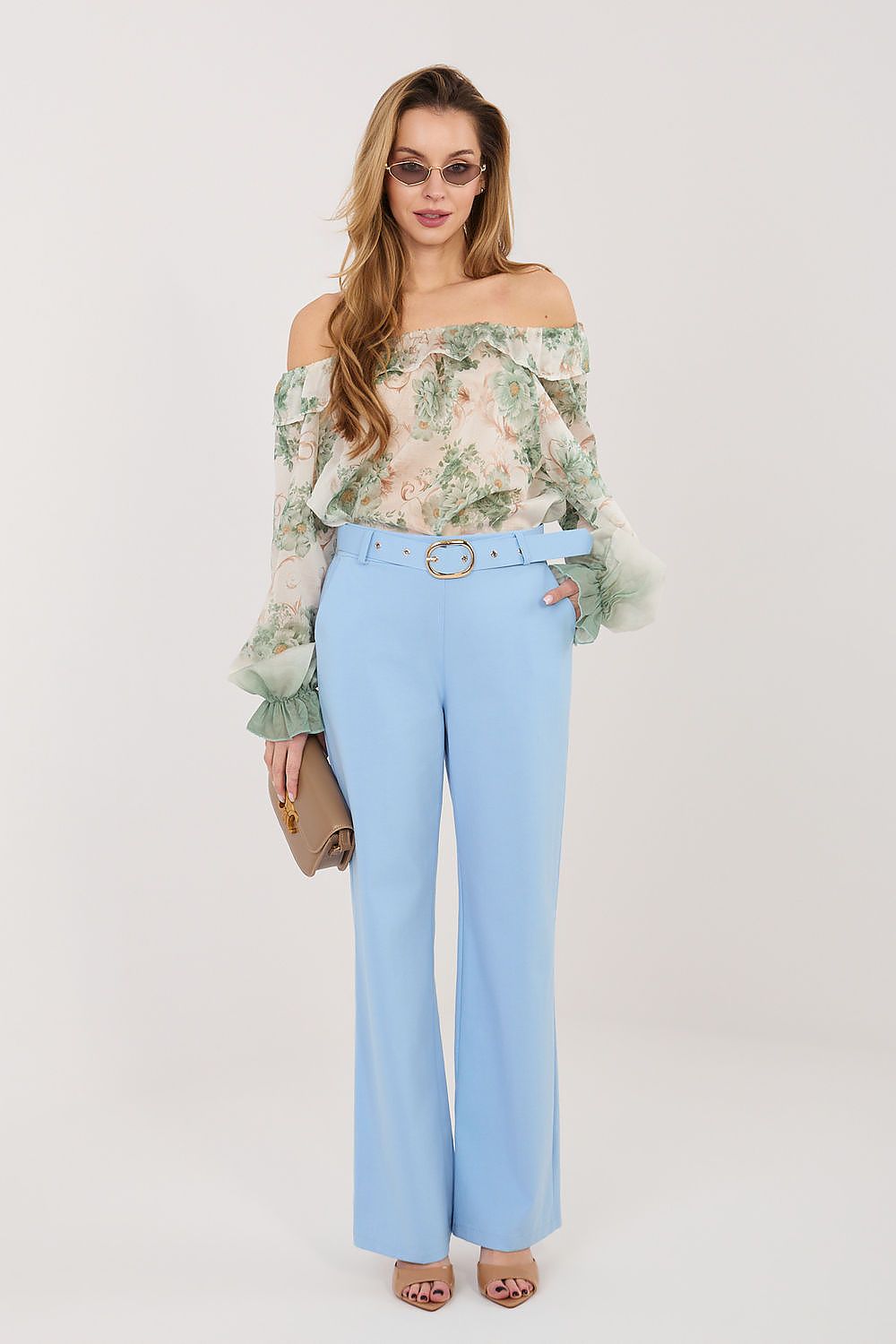 blue women trousers front view