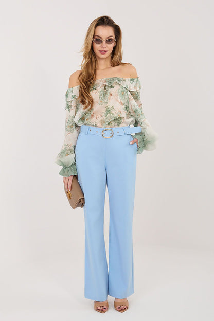 blue women trousers front view